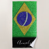 Braziliaanse vlag Glitter Summer Pool Party Strandlaken (Voorkant)