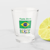 Braziliaanse vlag groen gepersonaliseerd shot glas (Voorkant)