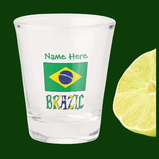 Braziliaanse vlag groen gepersonaliseerd shot glas