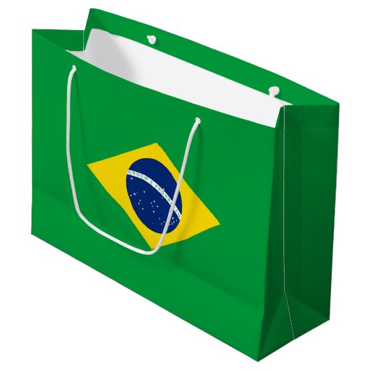 Braziliaanse vlag groot cadeauzakje (Voorkant Gekanteld)