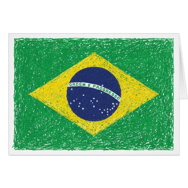 Braziliaanse vlag *Handschets* Braziliaans (Voorkant Horizontaal)