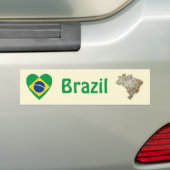 Braziliaanse Vlag Hart + Landkaart Bumpersticker (Op auto)