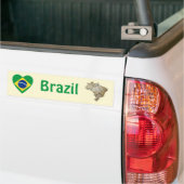 Braziliaanse Vlag Hart + Landkaart Bumpersticker (Op Truck)
