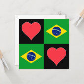 Braziliaanse Vlag Hart Patriottische Braziliaanse  Kaart (Voorkant / Achterkant in situ)