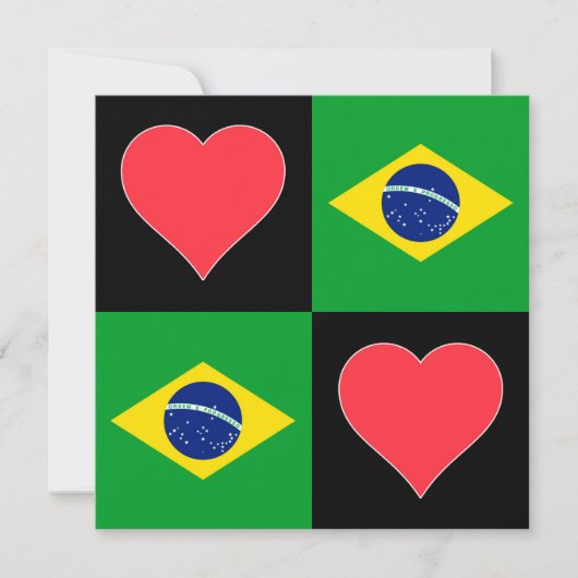 Braziliaanse Vlag Hart Patriottische Braziliaanse  Kaart (Voorkant)