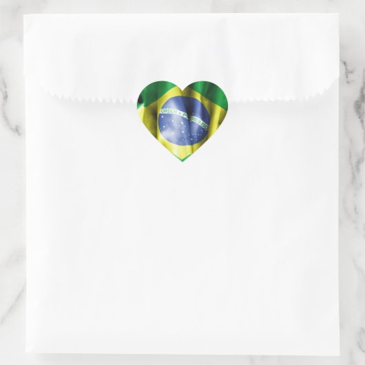 Braziliaanse vlag hart sticker (Tas)