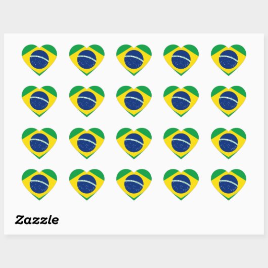Braziliaanse vlag hart sticker (Vel)