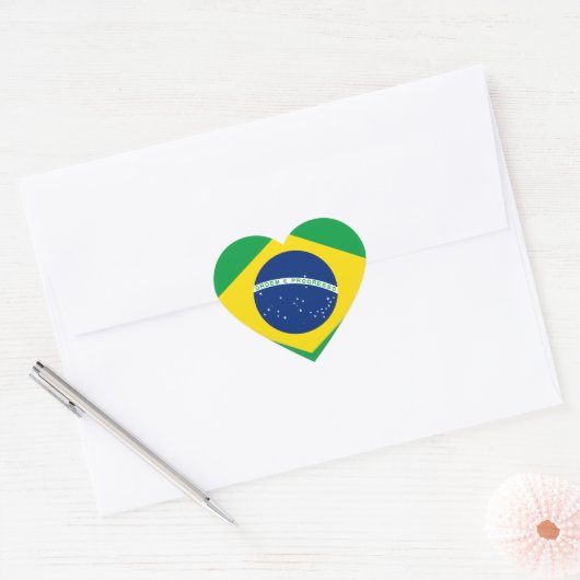Braziliaanse vlag hart sticker (Envelop)