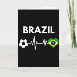 Braziliaanse Vlag Hartslag Voetbal Design Lange Mo Kaart