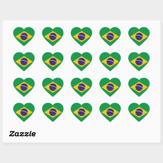Braziliaanse vlag Heart Sticker (Vel)