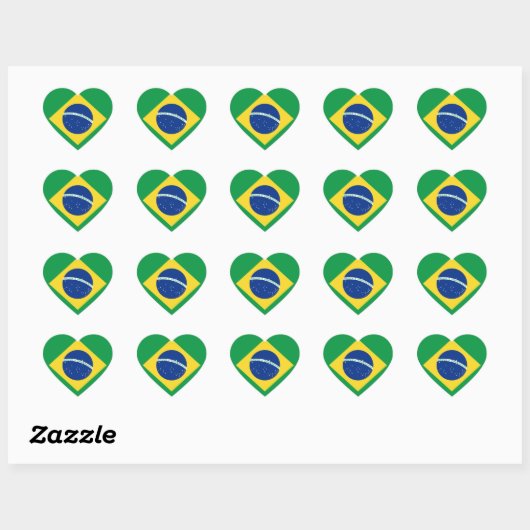 Braziliaanse vlag Heart Sticker (Vel)