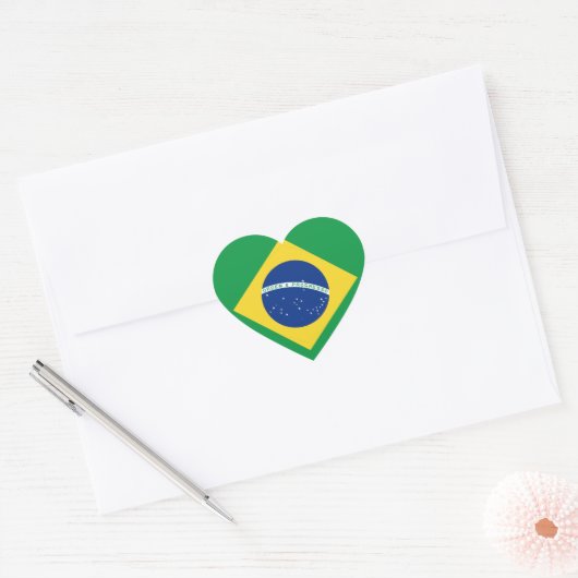 Braziliaanse vlag Heart Sticker (Envelop)