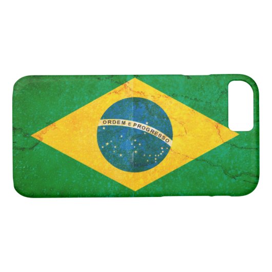 Braziliaanse vlag in Grunge Case-Mate iPhone Case (Achterkant (Horizontaal))
