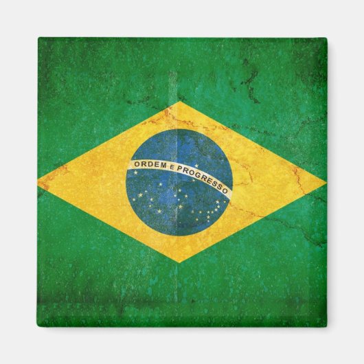 Braziliaanse vlag in Grunge Magneet (Voorkant)
