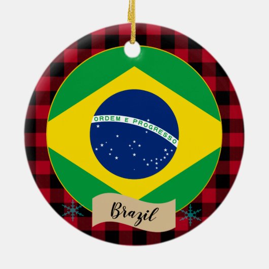 Braziliaanse vlag keramisch ornament (Achterkant)