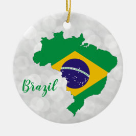 Braziliaanse vlag - kerstkaart keramisch ornament
