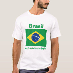 Braziliaanse vlag + Map + Tekst T-shirt