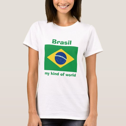 Braziliaanse vlag + Map + Tekst T-shirt (Voorkant)