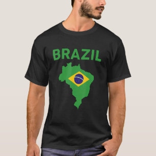 Braziliaanse vlag & Map Yellow T-shirt