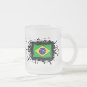 Braziliaanse vlag matglas koffiemok