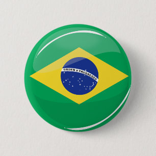 Braziliaanse vlag met een kleine ronde button 5,7 cm