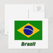 Braziliaanse vlag met naam briefkaart (Voorkant / Achterkant)