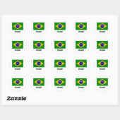 Braziliaanse vlag met naam ronde sticker (Vel)