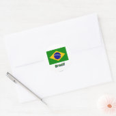 Braziliaanse vlag met naam ronde sticker (Envelop)