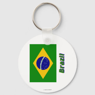 Braziliaanse vlag met naam sleutelhanger