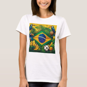 Braziliaanse vlag met toekans en tropische element t-shirt