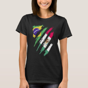 Braziliaanse Vlag Mexico Geteeld Patriot Land Stre T-shirt
