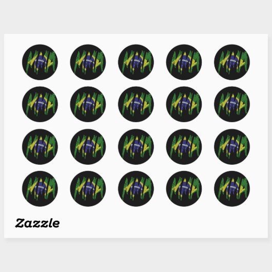 Braziliaanse vlag MMA Ronde Sticker (Vel)