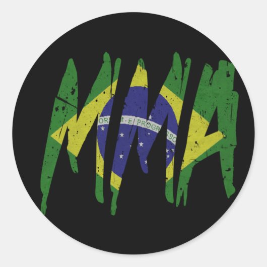 Braziliaanse vlag MMA Ronde Sticker (Voorkant)