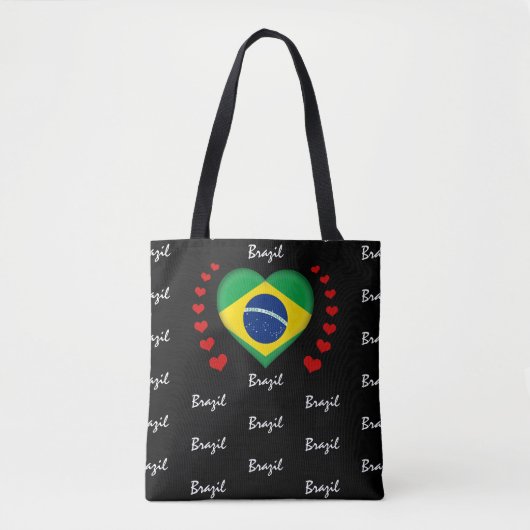 Braziliaanse vlag/mode van de Braziliaanse hartsla Tote Bag (Voorkant)