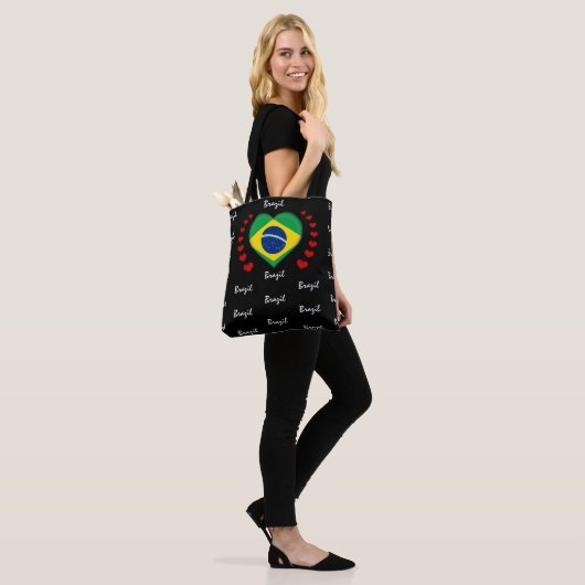 Braziliaanse vlag/mode van de Braziliaanse hartsla Tote Bag (Op model)