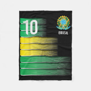 Braziliaanse Vlag Nummer 10 Brazilië Voetbal Manne Fleece Deken