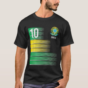 Braziliaanse Vlag Nummer 10 Brazilië Voetbal Manne T-shirt