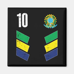 Braziliaanse Vlag Nummer 10 Voetbal Fan T Shirt_1 Magneet
