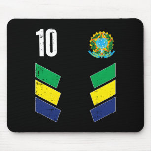 Braziliaanse Vlag Nummer 10 Voetbal Fan T Shirt_1 Muismat