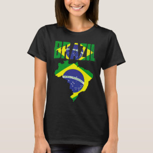Braziliaanse vlag op de landenkaart t-shirt