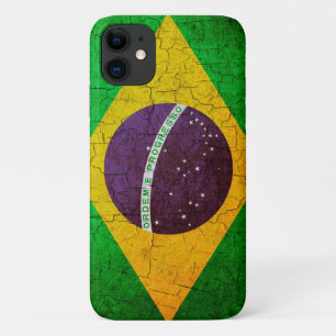 Braziliaanse vlag op een gekraakte achtergrond Case-Mate iPhone Case