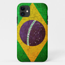 Braziliaanse vlag op een gekraakte achtergrond Case-Mate iPhone Case