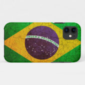  Braziliaanse vlag op een gekraakte achtergrond Case-Mate iPhone Case (Achterkant (horizontaal))