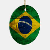 Braziliaanse vlag op oude houten korrel keramisch ornament (Rechts)