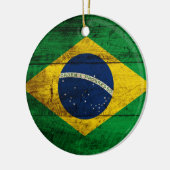 Braziliaanse vlag op oude houten korrel keramisch ornament (Links)