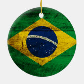 Braziliaanse vlag op oude houten korrel keramisch ornament (Achterkant)