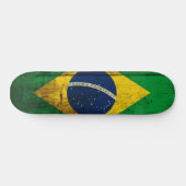Braziliaanse vlag op oude houten korrel persoonlijk skateboard (Horizontaal)