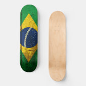 Braziliaanse vlag op oude houten korrel persoonlijk skateboard (Voorkant)