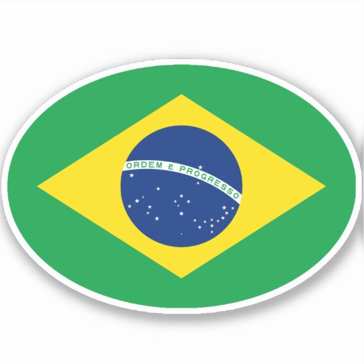 Braziliaanse vlag Ovaal Sticker (Voorkant)