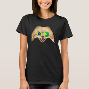 Braziliaanse Vlag Pomeranian Hond Brazilië Zak T-shirt